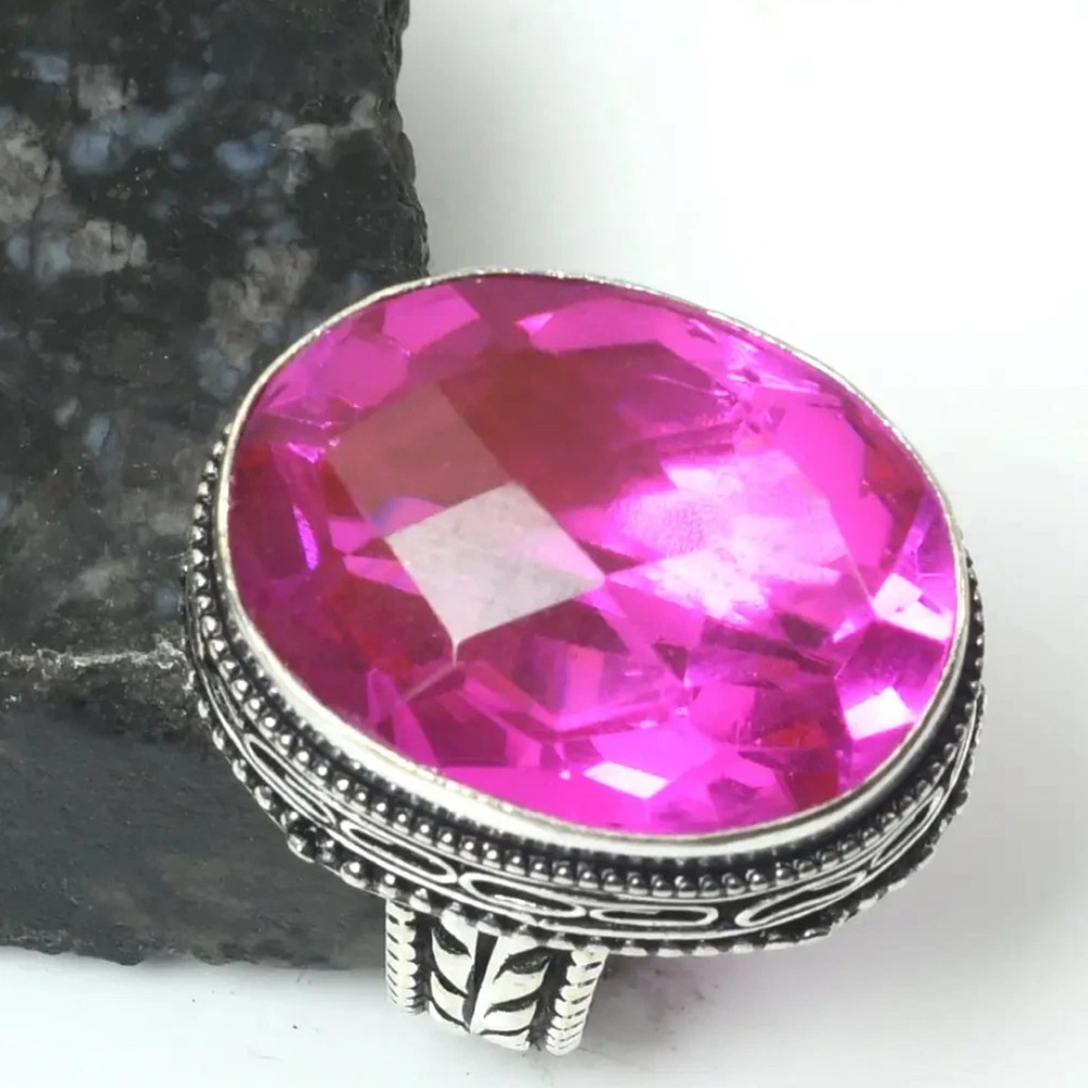 Hot Pink Quartz Heirloom Ring